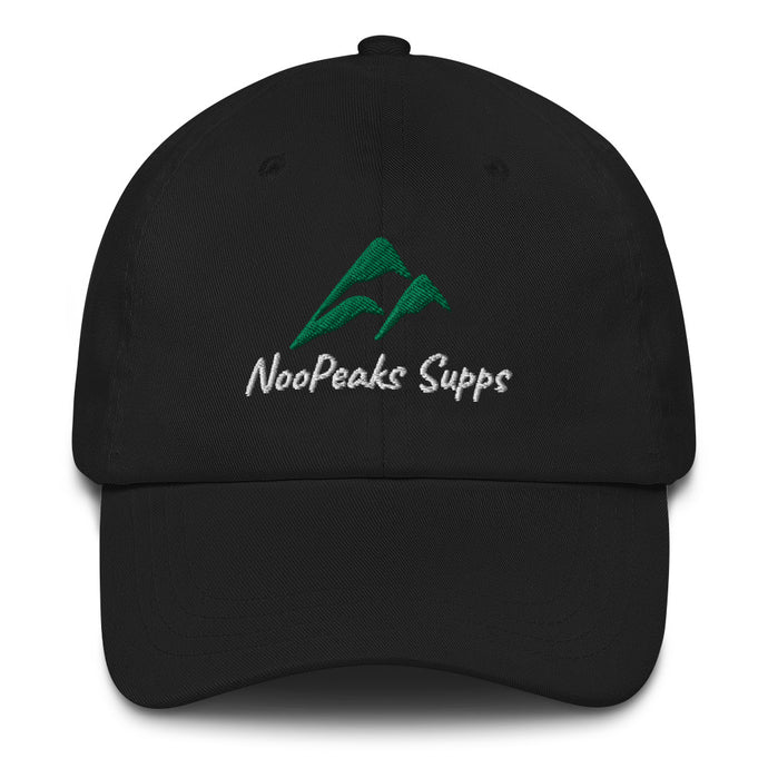 NooPeaks Black Strapback Dad Hat